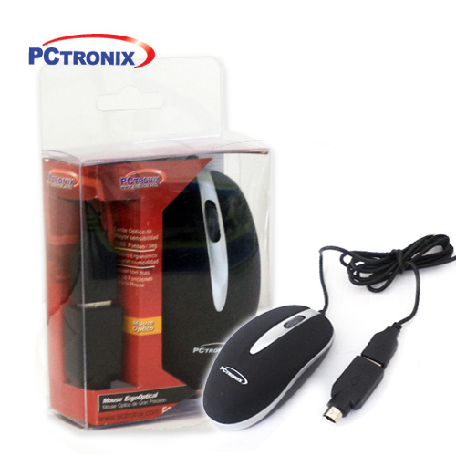 **Mouse Mini #Travelmini USB+PS2 (Negro, Rojo o Azul) Caja Tran