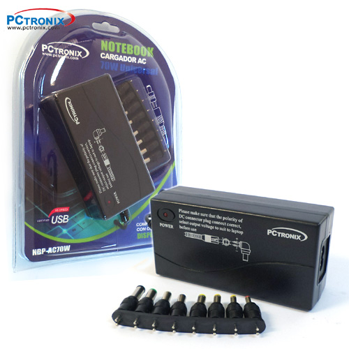 Cargador Notebook laptop Universal 70W 12 conectores Salida:12,