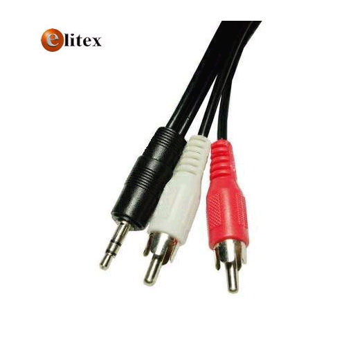 **Cable Audio 2 RCA M a Plug 3.5mm M 3m Oro Bolsa 7