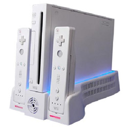 **WII Base con Ventiladores y Cargador y Compartimiento Pila Do