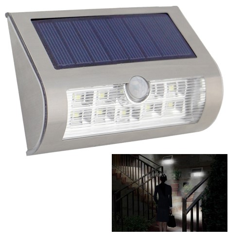 LED Luces solar 4V .6W 9 LED White Light Outdoor Solar Sensor L
