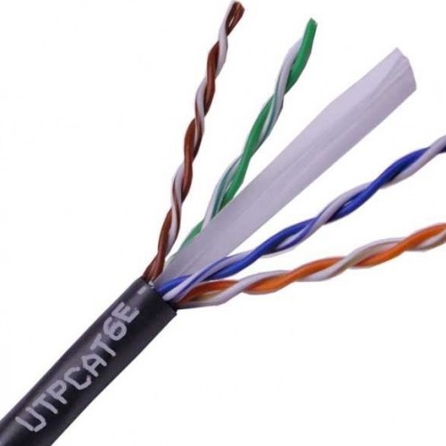 LA CAT 6 Cable UTP Exterior solido con guia 057 CCA, PE Negro,