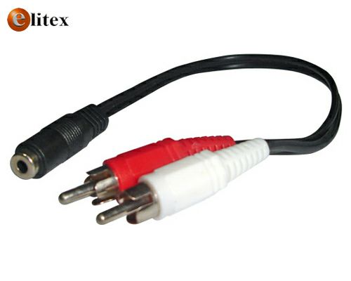 Cable Audio jack 3.5mm a 2 RCA macho 10cm Bulk* - Haga un click en la imagen para cerrar