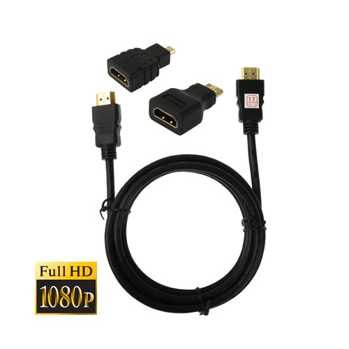 **Cable HDMI 1.5m + Adaptador Mini HDMI + Adaptador Micro HDMI