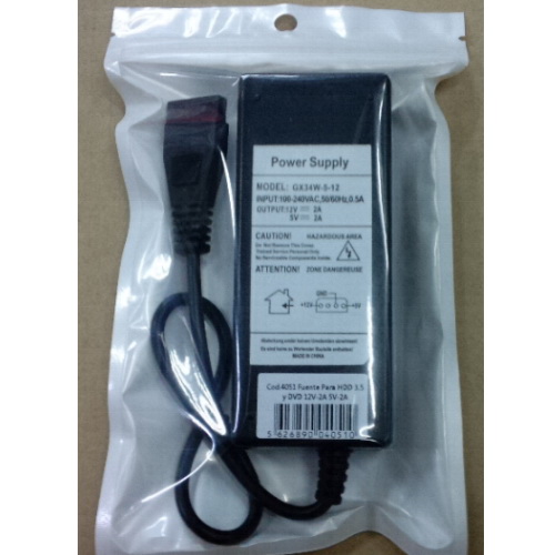 Fuente de poder Para HDD 3.5 y DVD 12V 2A y 5V 2A Bulk*