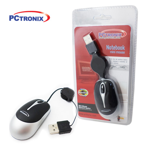**Mouse Retractil MOM-103R USB (negro, rojo o azul) Blister%*