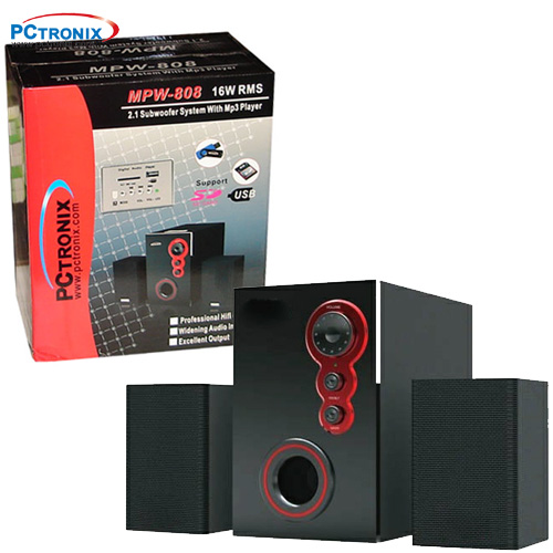 **Woofer Mp3 (SD+Pendrive) 2.1 #MPW808 16WRMS Caja