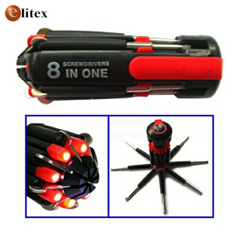 **Set Destornillador 8en1 plegable con linterna@
