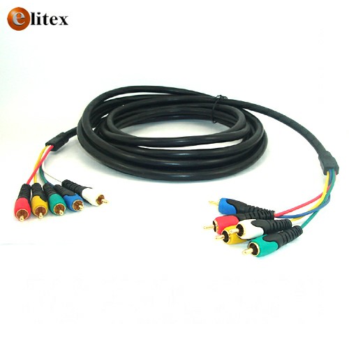 **Cable AV 5 RCA Componetes M/M 5m Oro Grueso Bolsa*