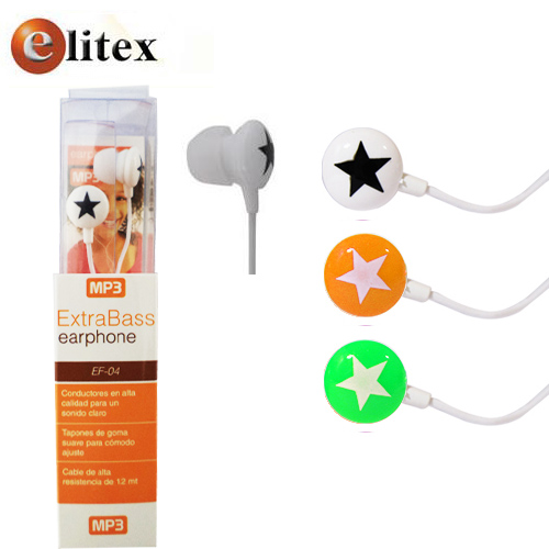 **Audifono In Ear EF04 M&M (Naranjo, Verde, Blanco) Caja Transp