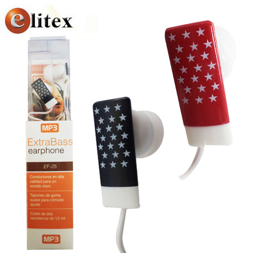 **Audifono In Ear EF25 Estrella Chico $1590 (rojo, Negro) Caja