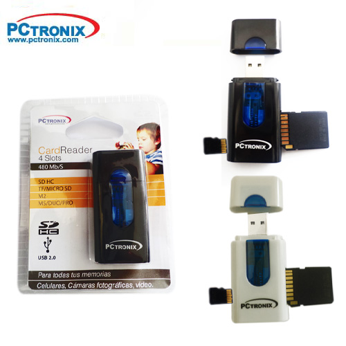 USB 2.0 Lector Memoria CR102 Rectangulo 4 slots $1400 M2 y TF,