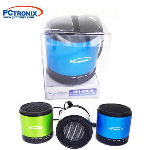 Mini Parlante Mp3 y FM Cylindro V20FM TF y USB, Aux In $3000 3W