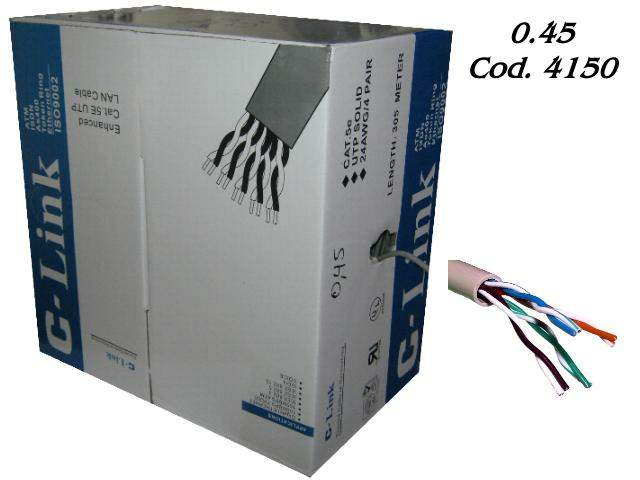 LA 5e Cable UTP Solido C-Link 4 pares 305m Gris 0.45MM CCA