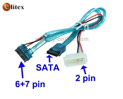 **Cable SATA p/ Slim DVDRW SATA 6+7 pin Bulk@