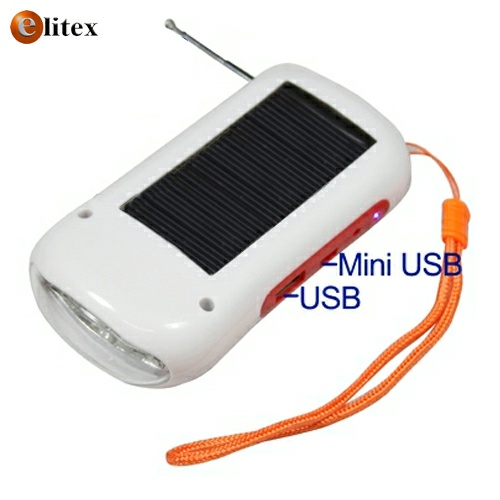 Cargador Solar para celular 0.6W 5.5V y 6 Led Linterna y Radio