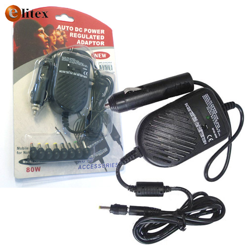 Cargador Notebook laptop Universal para Auto 80W 12VDC Salida:1