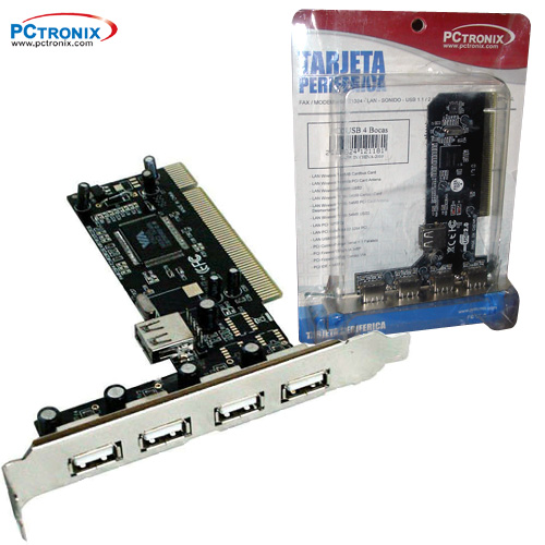 **Tarjeta PCI USB 2.0 4 puertos chip VIA Blister W8 PNP x404 (s