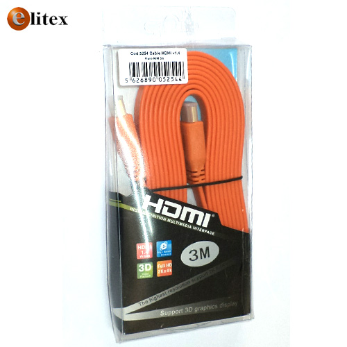 Cable HDMI v1.4 Plano M/M 3m 1080p Caja Transp x5254