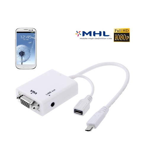 **Adaptador MHL Micro USB a VGA Adapter Cable con Stereo Audio